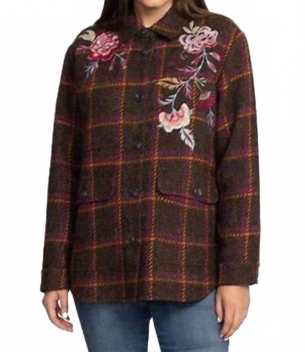 NEW JOHNNY WAS garnet plaid shirt jacket in red